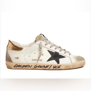 Golden Goose Superstar White Golden Sneakers with Black Suede Star